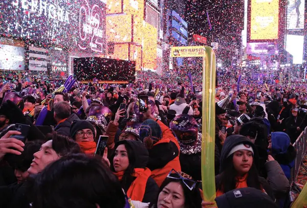 Szilveszter Este Times Square 2023 December New York Usa Millió — Stock Fotó