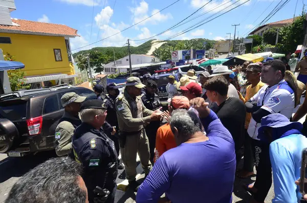 Natal Brazil 2024 Unregistered Street Vendors Prevented Working Ponta Negra — Stock Photo, Image