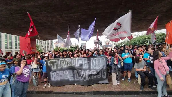 Sao Paulo Brazil 2024 Student Protest Increase Metro Cptm Fares — Fotografia de Stock