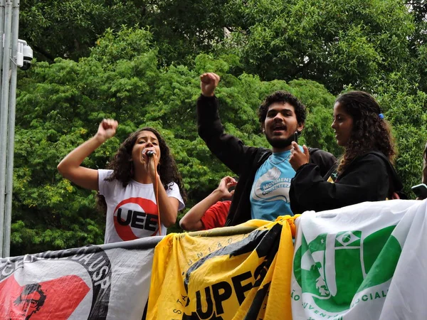 Sao Paulo Brazil 2024 Student Protest Increase Metro Cptm Fares — Fotografia de Stock