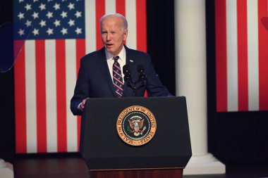 US President Joe Biden delivered remarks on January 6 2021 Attack on US Capitol at Montgomery County Community College in Blue Bell, Pennsylvania. January 5, 2024, Blue Bell, Pennsylvania, USA clipart