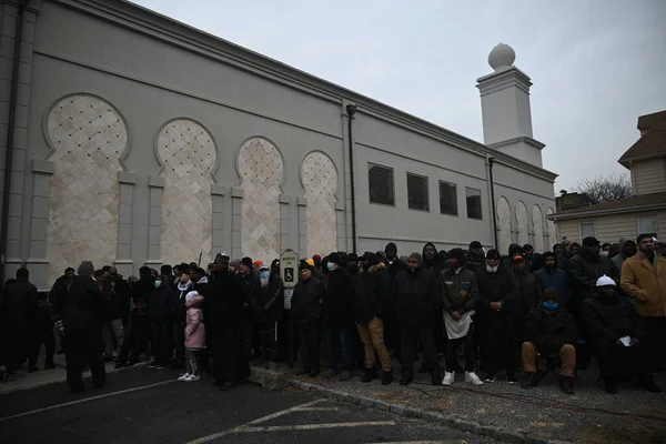 Les Personnes Deuil Rendent Hommage Aux Janazah Funérailles Imam Hassan — Photo