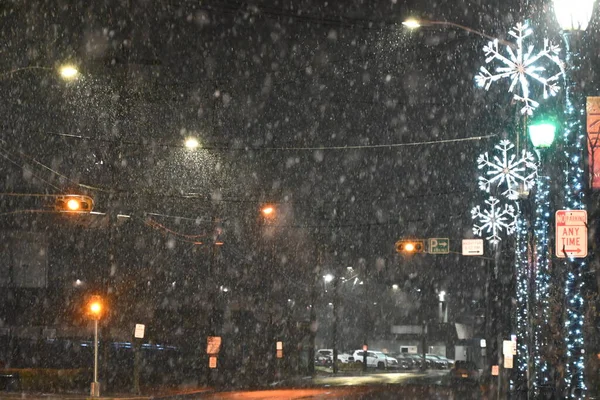 New York City Und New Jerseys Erster Schneefall Des Jahres — Stockfoto