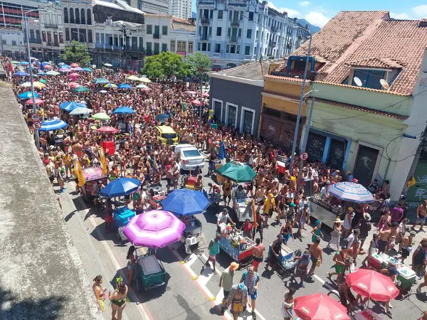Rio Janeiro Brésil 2024 Des Centaines Personnes Accompagnent Des Blocs — Photo