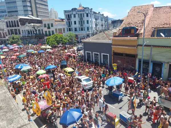 Rio Janeiro Brazílie 2024 Stovky Lidí Doprovázejí Tajné Bloky Přes — Stock fotografie