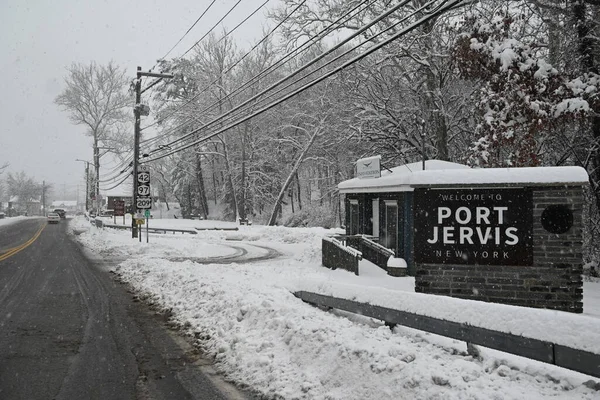 Hoge Sneeuwval Port Jervis New York Januari 2024 Port Jervis — Stockfoto