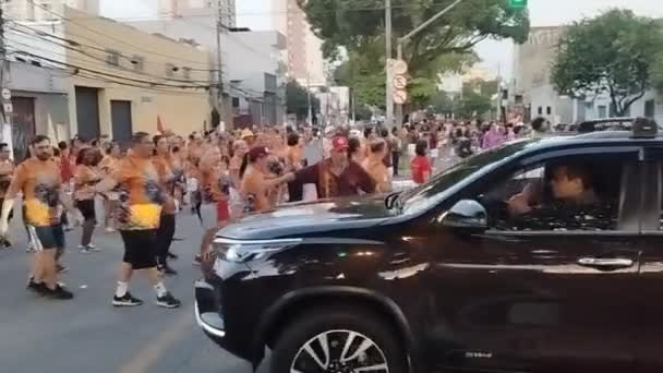 Próba Ulicznego Karnawału Gavioes Fiel Styczeń 2024 Sao Paulo Braril — Wideo stockowe