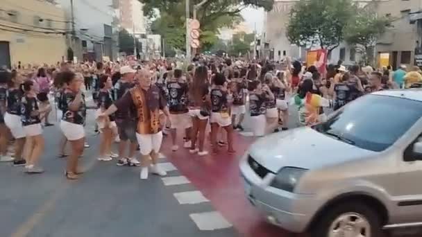 Straßenkarneval Probe Von Gavioes Fiel Januar 2024 Sao Paulo Braril — Stockvideo
