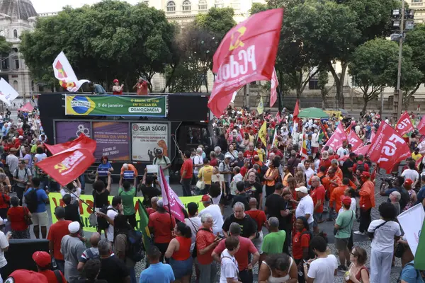 Rio Janeiro Brasil 2024 Grupos Ligados Movimentos Sociais Manifestantes Geral — Fotografia de Stock