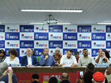 Sao Paulo (SP) Brazil 09 / 01 / 2023 - Sao Paulo Belediye Başkanı Guilherme Boulos 'un ön adayı, Sao Paulo belediye başkanlığı için PDT' den resmi destek aldığı bir etkinliğe katıldı. .