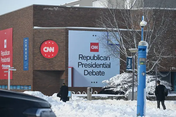 Cnn Republican Presidential Primary Debate Stage Des Moines Iowa Enero —  Fotos de Stock