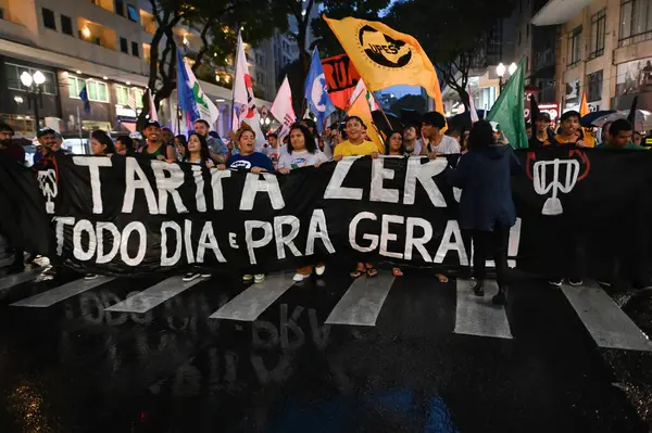 Sao Paulo Brezilya 2024 Protestocular Çarşamba Günü Sao Paulo Belediye — Stok fotoğraf