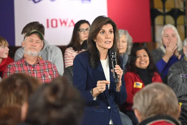 Nikki Haley Delivers Remarks Pick Nikki Countdown Caucus Event Olympic — Stock Photo, Image