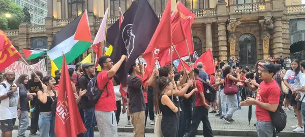 Sao Paulo Brasile 2024 Manifestanti Del Movimento Del Libero Passaggio — Foto Stock
