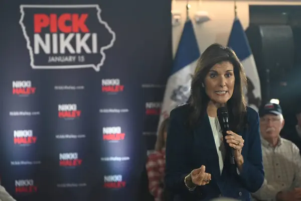 Nikki Haley Delivering Remarks Pick Nikki Countdown Caucus Event Olympic — Stock Photo, Image