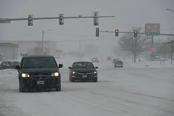 Blizzard Colpisce Stato Americano Dell Iowa Cedar Rapids Iowa Gennaio — Foto Stock