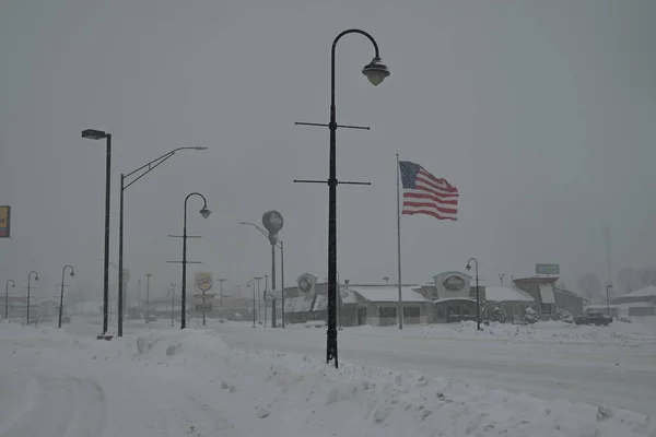 Blizzard Een Plaats City Amerikaanse Staat Iowa Valt Bestuurlijk Gezien — Stockfoto