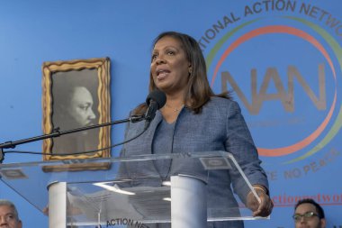 Ulusal Eylem Ağı Martin Luther King Jr. Günü 'nü kutluyor. 15 Ocak 2024, New York, New York, ABD: New York Eyalet Başsavcısı Letitia James, 15 Ocak 2024 'te Harlem' de düzenlenen Martin Luther King Jr. gününde konuşma yaptı.. 