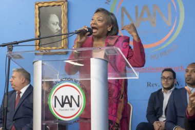 Ulusal Eylem Ağı Martin Luther King Jr. Günü 'nü kutluyor. 15 Ocak 2024, New York, New York, ABD: New York Eyalet Senatörü Andrea Stewart-Cousins 15 Ocak 2024 'te Harlem' de düzenlenen Martin Luther King Jr. gününde konuşma yaptı.. 