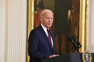 ABD Başkanı Joe Biden, Washington, DC 'deki Beyaz Saray' da ABD Başkanları Kış Toplantısı 'nda Belediye Başkanı' na demeç verdi. 19 Ocak 2024, Washington, DC, ABD