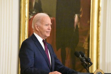 ABD Başkanı Joe Biden, Washington, DC 'deki Beyaz Saray' da ABD Başkanları Kış Toplantısı 'nda Belediye Başkanı' na demeç verdi. 19 Ocak 2024, Washington, DC, ABD