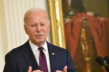 ABD Başkanı Joe Biden, Washington, DC 'deki Beyaz Saray' da ABD Başkanları Kış Toplantısı 'nda Belediye Başkanı' na demeç verdi. 19 Ocak 2024, Washington, DC, ABD