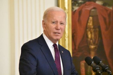 ABD Başkanı Joe Biden, Washington, DC 'deki Beyaz Saray' da ABD Başkanları Kış Toplantısı 'nda Belediye Başkanı' na demeç verdi. 19 Ocak 2024, Washington, DC, ABD