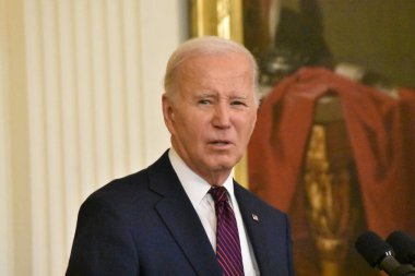 ABD Başkanı Joe Biden, Washington, DC 'deki Beyaz Saray' da ABD Başkanları Kış Toplantısı 'nda Belediye Başkanı' na demeç verdi. 19 Ocak 2024, Washington, DC, ABD