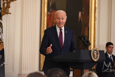 ABD Başkanı Joe Biden, Washington, DC 'deki Beyaz Saray' da ABD Başkanları Kış Toplantısı 'nda Belediye Başkanı' na demeç verdi. 19 Ocak 2024, Washington, DC, ABD