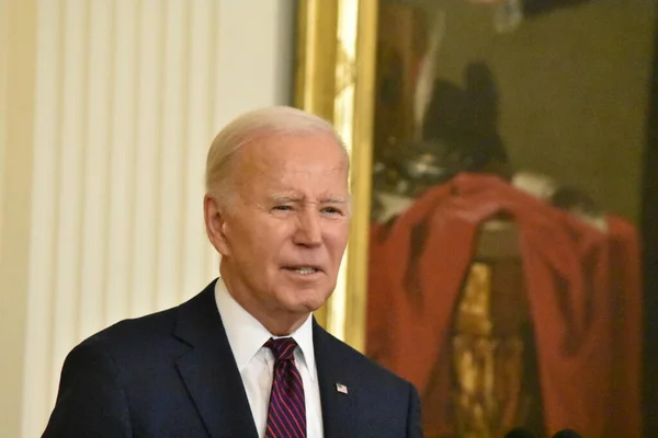 Président Américain Joe Biden Prononce Discours Lors Une Réunion Hiver — Photo