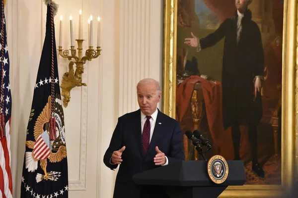 Americký Prezident Joe Biden Pronáší Poznámky Zimní Konferenci Starostů Primátorů — Stock fotografie