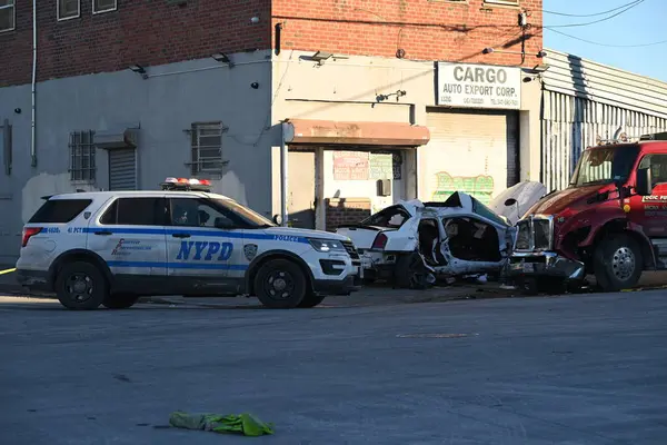 Colisión Fatal Vehículos Bronx Nueva York Enero 2024 Bronx Nueva — Foto de Stock