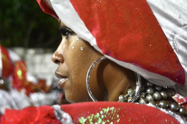 RIO DE JANEIRO (RJ), Brezilya 01 / 21 / 2024 - Salgueiro samba okulu bu Pazar Rio de Janeiro şehir merkezindeki Marques de Sapucai 'de teknik prova düzenledi. 