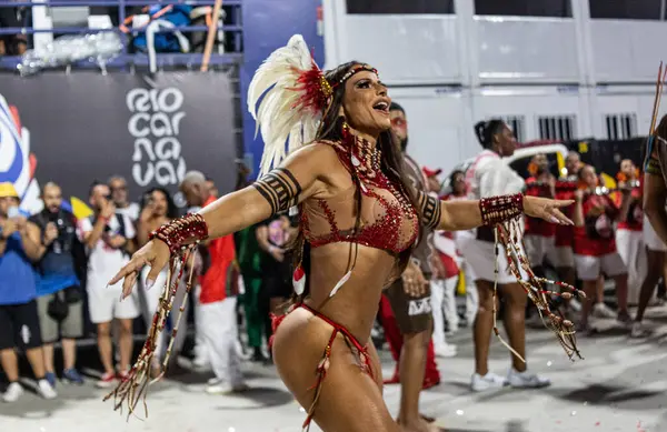 Rio Janeiro Brazil 2024 Salgueiro Drum Queen Viviane Araujo Samba — Stock Photo, Image