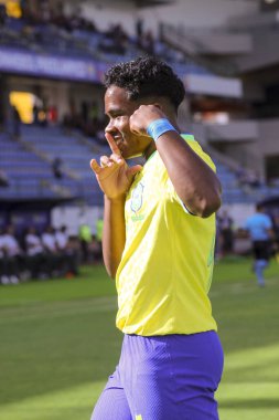 Caracas (VEN), 23 / 01 / 2024 Brezilya 'lı Endrick, Venezuela' da düzenlenen 23 Yaş Altı Güney Amerika Olimpiyat Turnuvası 'nın ilk turunda Bolvia' ya karşı oynadığı maçta golünü atıyor ve bunu kutluyor.