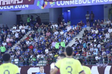 CARACAS (VEN), 01 / 23 / 2024 VENEZUELA - Venezuela 'da düzenlenen 23 Yaş Altı Güney Amerika Olimpiyat Turnuvası' nın ilk turunda Venezuela ile Ekvador arasında oynanan karşılaşma sırasında ECUADOR TOURNAMENT taraftarlarına karşı 