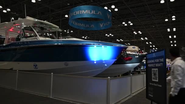 New York Boat Show Januari 2024 New York Usa Volgens — Stockvideo