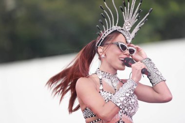 Sao Paulo (SP), Brezilya 01 / 25 / 2024 - Aktör Reynaldo Gianecchini, 25 Ocak 2024 Perşembe günü Sao Paulo 'daki Latin Amerika Anıtı' nda karnaval provasını gerçekleştiren Aacantora Anitta 'yı onurlandırdı.