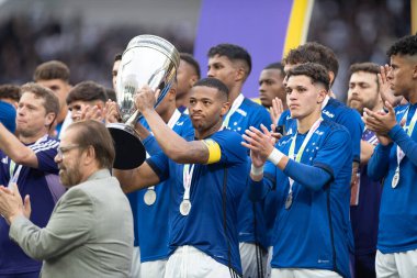 Sao Paulo (SP), Brezilya 01 / 25 / 2024 - COPA SP bu Perşembe gecesi CORINTHIANS 'a karşı, 25 Ocak 2024. Korintliler 1-0 kazandı ve şampiyon oldular..