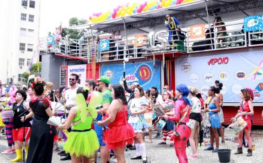 Rio de Janeiro (RJ), Brezilya 01 / 27 / 2024 - Rio de Janeiro merkez bölgesinde kahramanlar, gitarlar ve klasik karakterlerden oluşan kostümleriyle bilinen geleneksel carioca festivali blokları . 