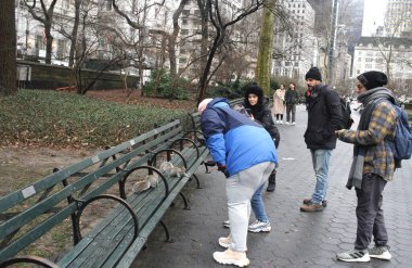 New York 'ta soğuk ve yağmurlu bir gün. 26 Ocak 2024, New York, ABD: New York 'ta kar yağdıktan sonra, New York' lular ve turistler yağmurla ve soğuk havayla karşı karşıya kalarak yağmurluklarını, yağmurluklarını ve kışlıklarını giymeye zorlanıyorlar.