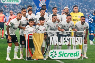 SAO PAULO (SP), 01 / 30 / 2024 - PAULISTA CHAMPIONSHIONSHIP 2024: CORINTHIANS-SAO PAULO - Corinthians takımı Majestoso, Corinthians ve Sao Paulo arasındaki futbol maçı, Estadio Neo 'da düzenlenen 2024 Paulista Şampiyonası' nın dördüncü turu için geçerli 