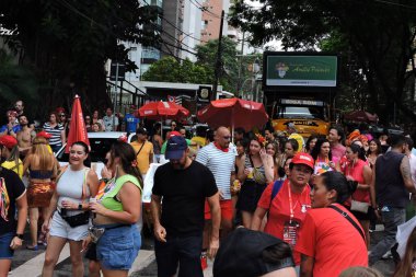 Sao Paulo (SP), Brezilya 03 / 02 / 2024 - Bu cumartesi öğleden sonra Pinheiros mahallesinin sokaklarına dökülen Aşk ve Fantastik Bloco Amelie Pulando geçit törenleri sırasında eğlenenlerin hareketi (03)). 
