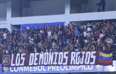 CARACAS (VEN), 01 / 2 / 2024 Brezilya ile Venezuela arasında, Venezuela 'da düzenlenen 23 Yaş Altı Güney Amerika Olimpiyat Turnuvası A grubunda