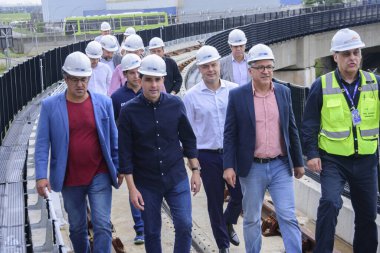 SAO PAULO (SP), Brezilya 03 / 02 / 2024 - Bu Cumartesi, 3 Şubat 2024, Ulaştırma Bakanı Renan Filho, Limanlar ve Havalimanları Bakanı Silvio Costa Filho