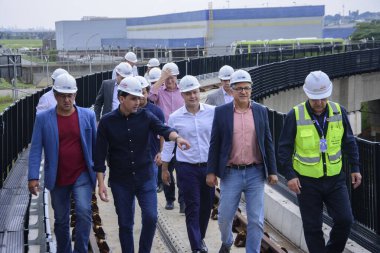 SAO PAULO (SP), Brezilya 03 / 02 / 2024 - Bu Cumartesi, 3 Şubat 2024, Ulaştırma Bakanı Renan Filho, Limanlar ve Havalimanları Bakanı Silvio Costa Filho