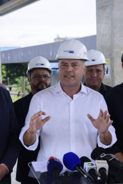 SAO PAULO (SP), Brezilya 03 / 02 / 2024 - Bu Cumartesi, 3 Şubat 2024, Ulaştırma Bakanı Renan Filho, Limanlar ve Havalimanları Bakanı Silvio Costa Filho