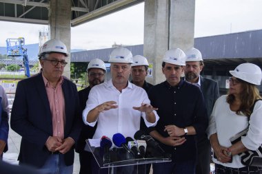 SAO PAULO (SP), Brezilya 03 / 02 / 2024 - Bu Cumartesi, 3 Şubat 2024, Ulaştırma Bakanı Renan Filho, Limanlar ve Havalimanları Bakanı Silvio Costa Filho