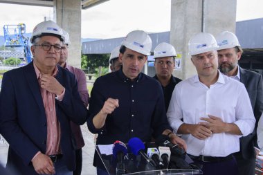 SAO PAULO (SP), Brezilya 03 / 02 / 2024 - Bu Cumartesi, 3 Şubat 2024, Ulaştırma Bakanı Renan Filho, Limanlar ve Havalimanları Bakanı Silvio Costa Filho