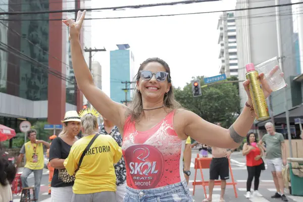 Sao Paulo Brezilya 2024 Bloco Rua Grande Familia Yürüyüşü Moema — Stok fotoğraf